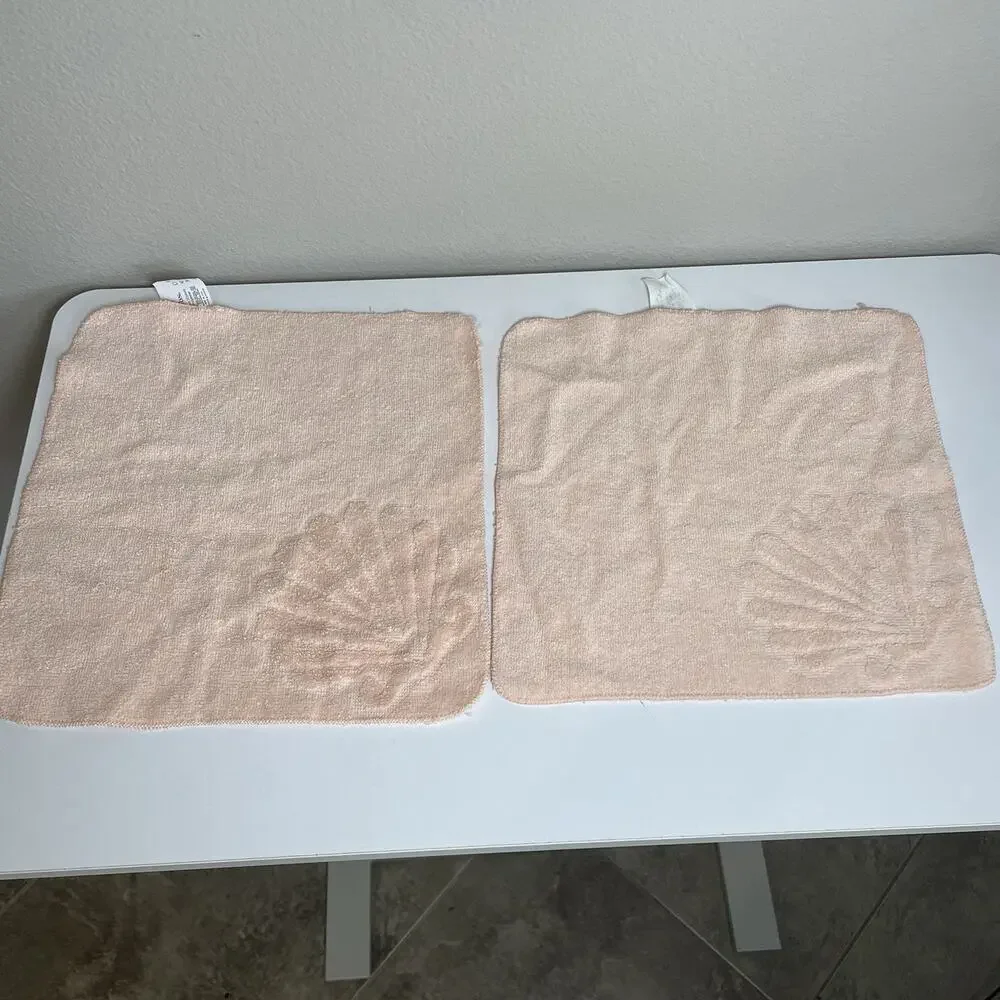 Vtg Cannon Monticello Cream Sculpted SeaShell 1 Bath 1 Hand Towel 2 Washcloths